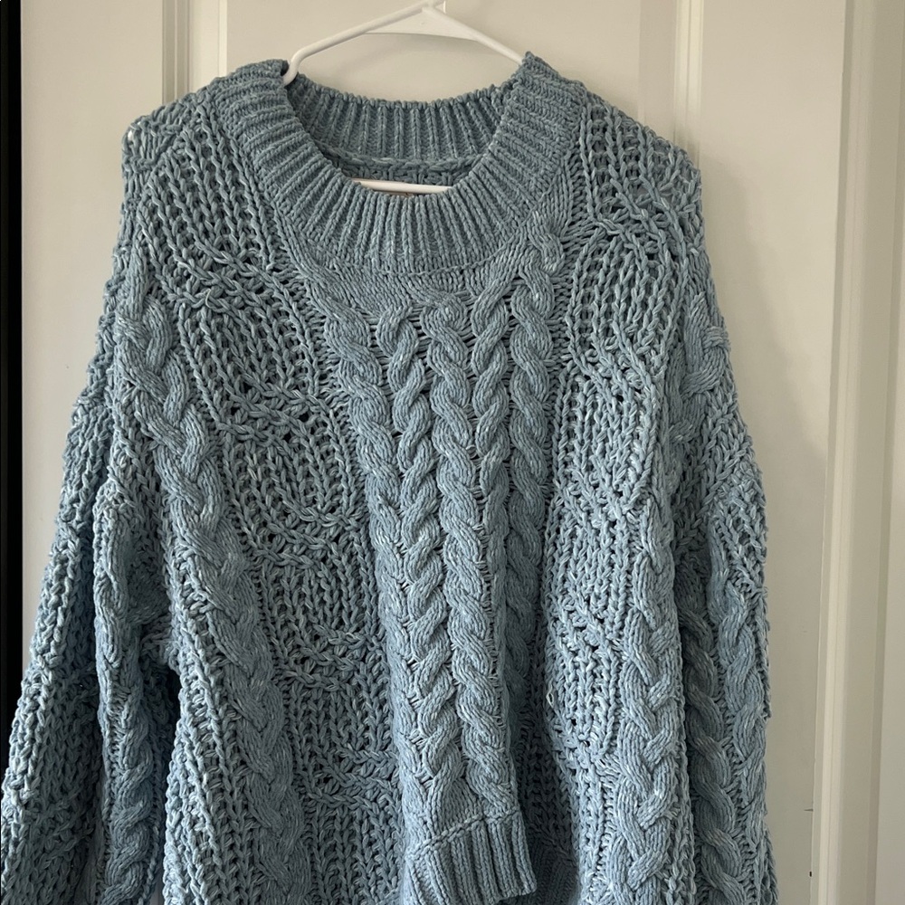 SO Cable Knit Sweater in Light Blue